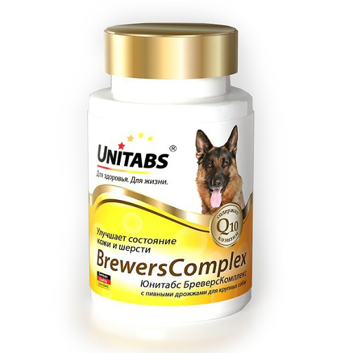 UNITABS BreversComplex Комплекс витаминов для взрослых собак крупных пород (с пивными дрожжами), 100 таблеток