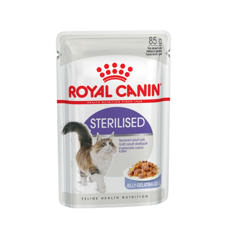 Royal Canin Sterilised Кусочки паштета в желе для взрослых стерилизованных кошек и кастрированных котов – интернет-магазин Ле’Муррр